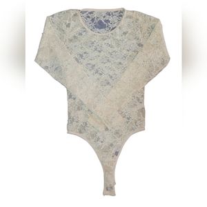  Lace by American Apparel cream lace long sleeve bodysuit 